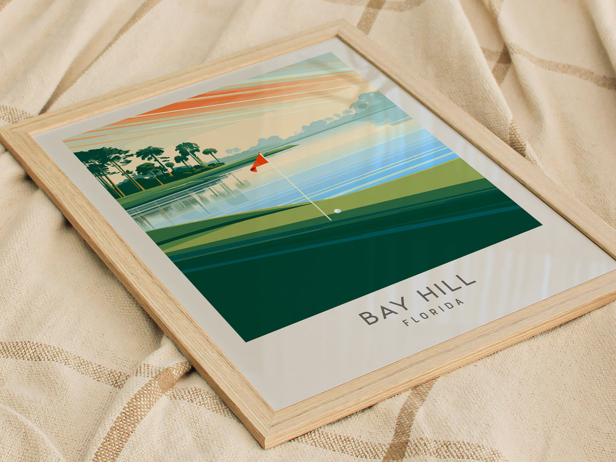 Bay Hill Matte Border Poster | Florida Travel Wall Art — styled in a modern interior