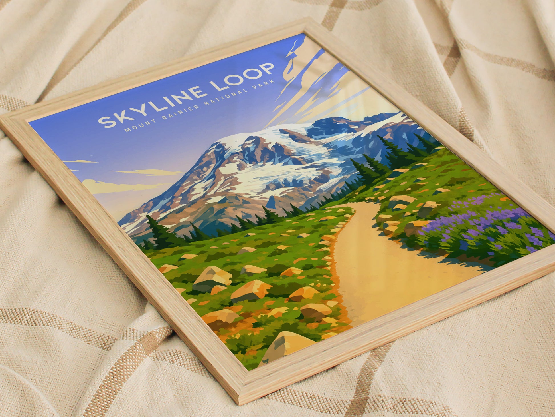 Skyline Loop Trail Poster | Mount Rainier Art | Washington Hiking Print