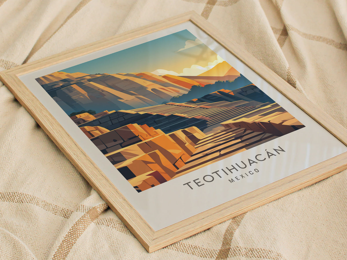Teotihuacán Matte Border Poster | Mexico Travel Wall Art — styled in a modern interior