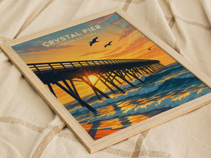 Crystal Pier San Diego Poster | Pacific Beach Coastal Wall Art