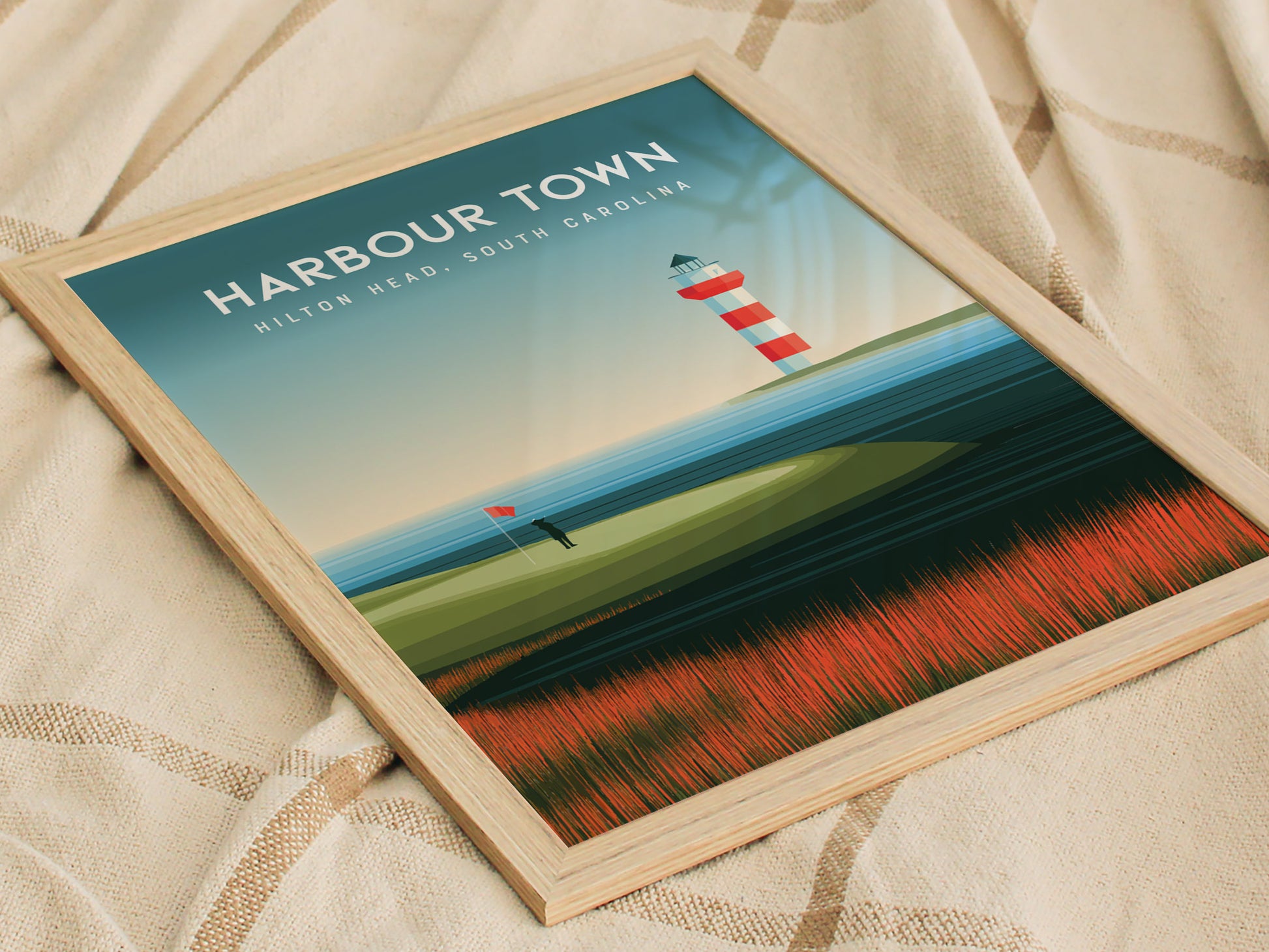 Harbour Town Golf Links, Hilton Head, South Carolina Poster | Iconic Lighthouse & Fairway Wall Art — styled in a modern inter