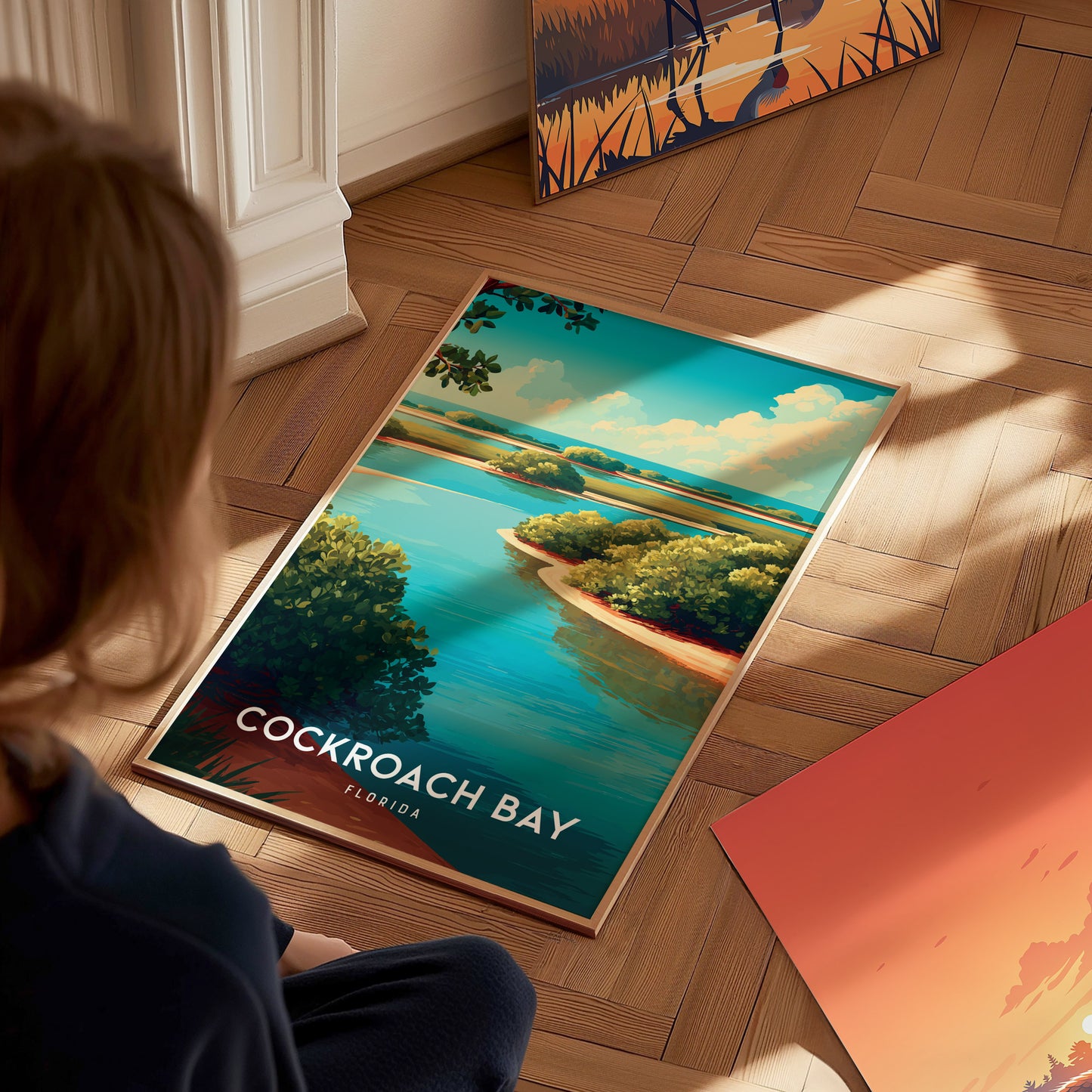 Cockroach Bay, Florida Poster | Mangrove Shores & Wading Birds Wall Art — styled in a modern interior