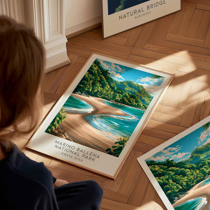 Marino Ballena National Park Matte Border Poster | Costa Rica Travel Wall Art — styled in a modern interior