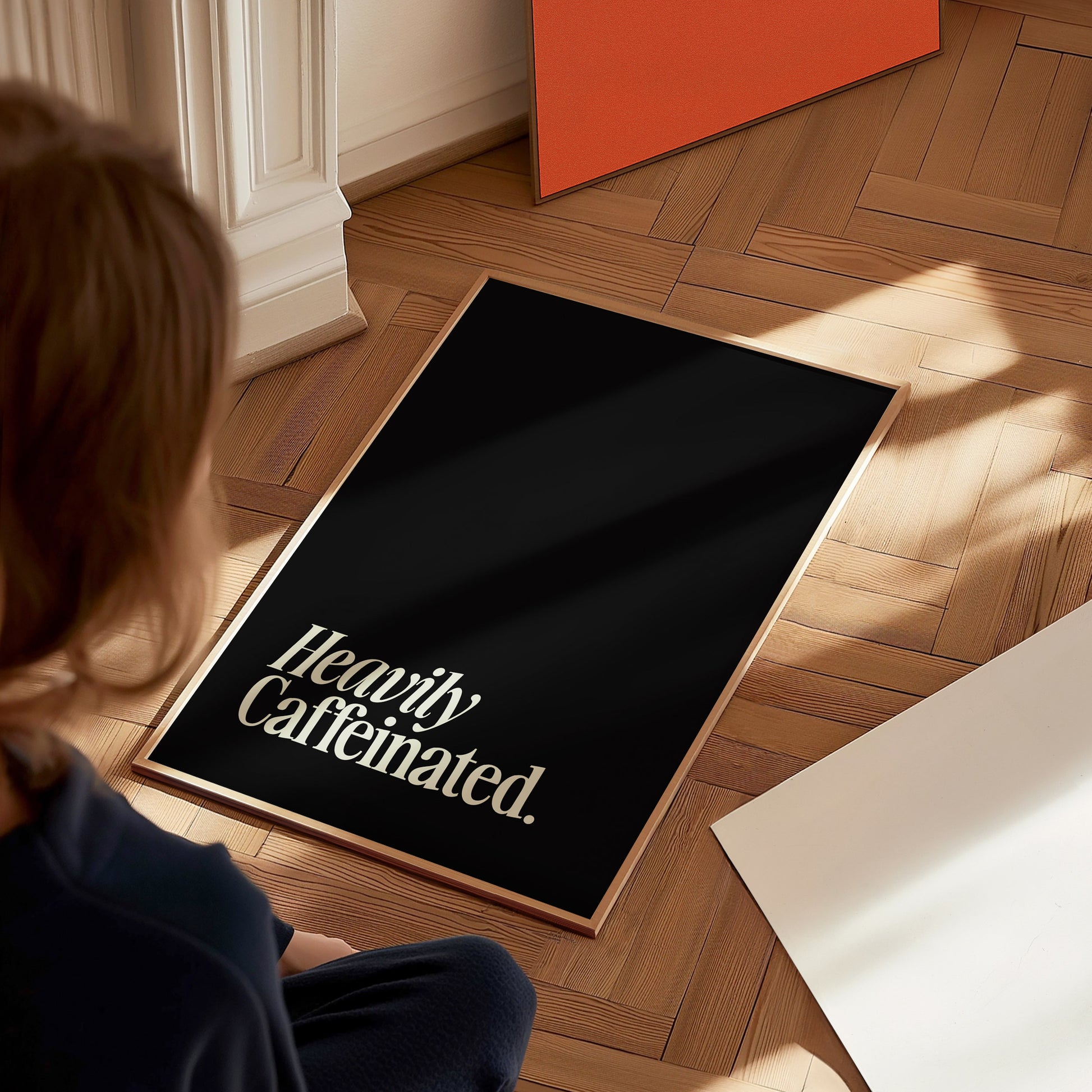 Heavily Caffeinated Poster | Coffee Lover Typography Wall Art