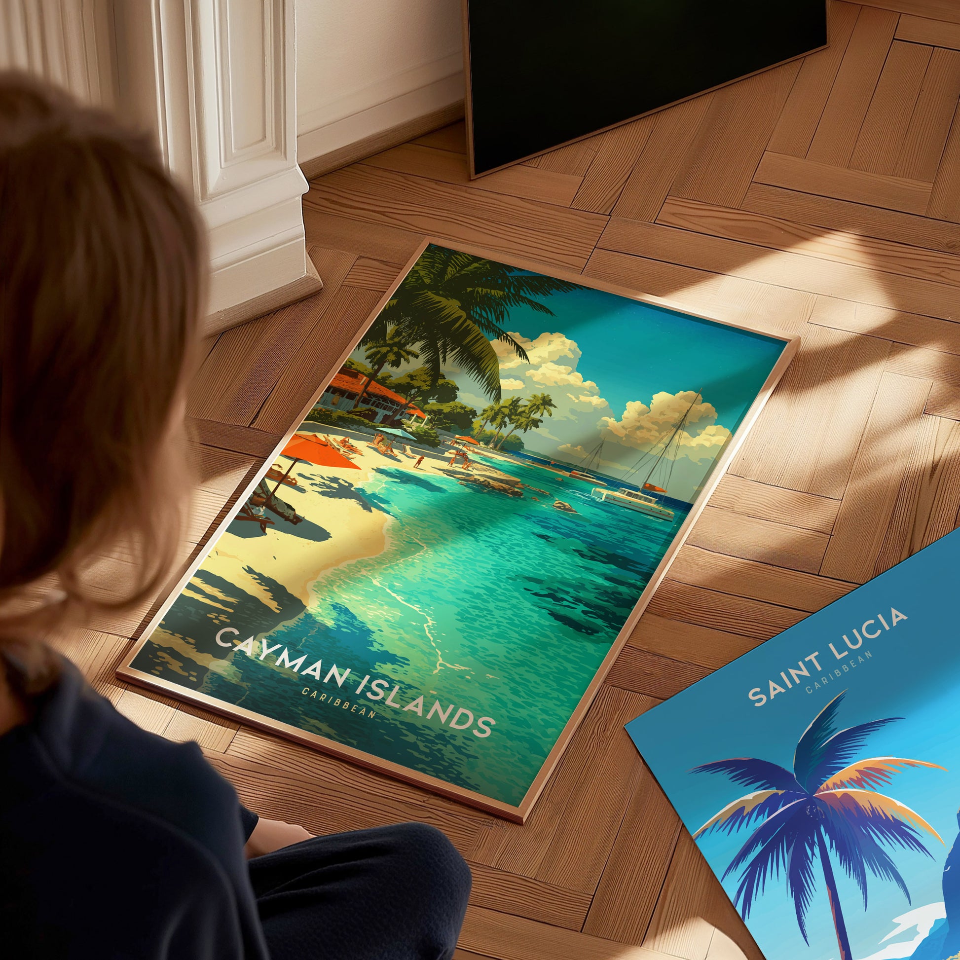 Cayman Islands Poster | Caribbean Beach Tropical Travel Print Wall Art | Framed or Unframed