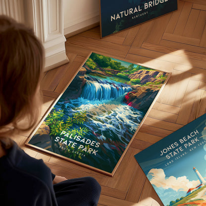 Palisades State Park, South Dakota Poster | Rugged Cliffs & Creek Adventure Wall Art — styled in a modern interior