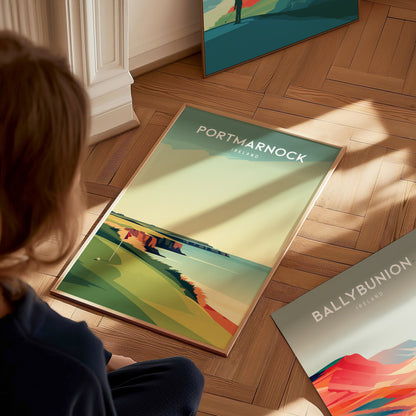 Portmarnock, Ireland Poster | Links Poster & Golfer Gift Wall Art — styled in a modern interior