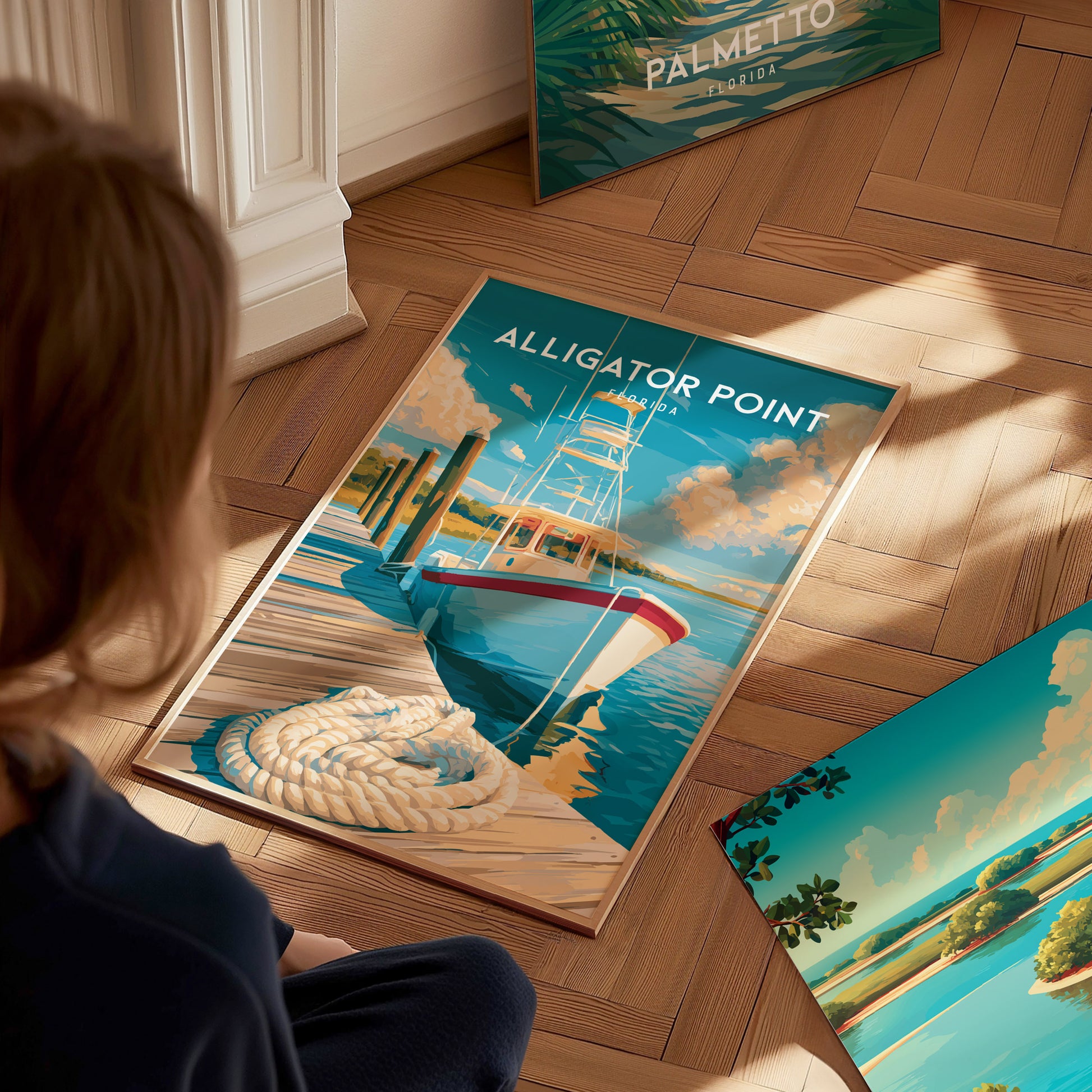 Alligator Point, Florida Poster | Wild Gulf Shore Serenity Wall Art — styled in a modern interior