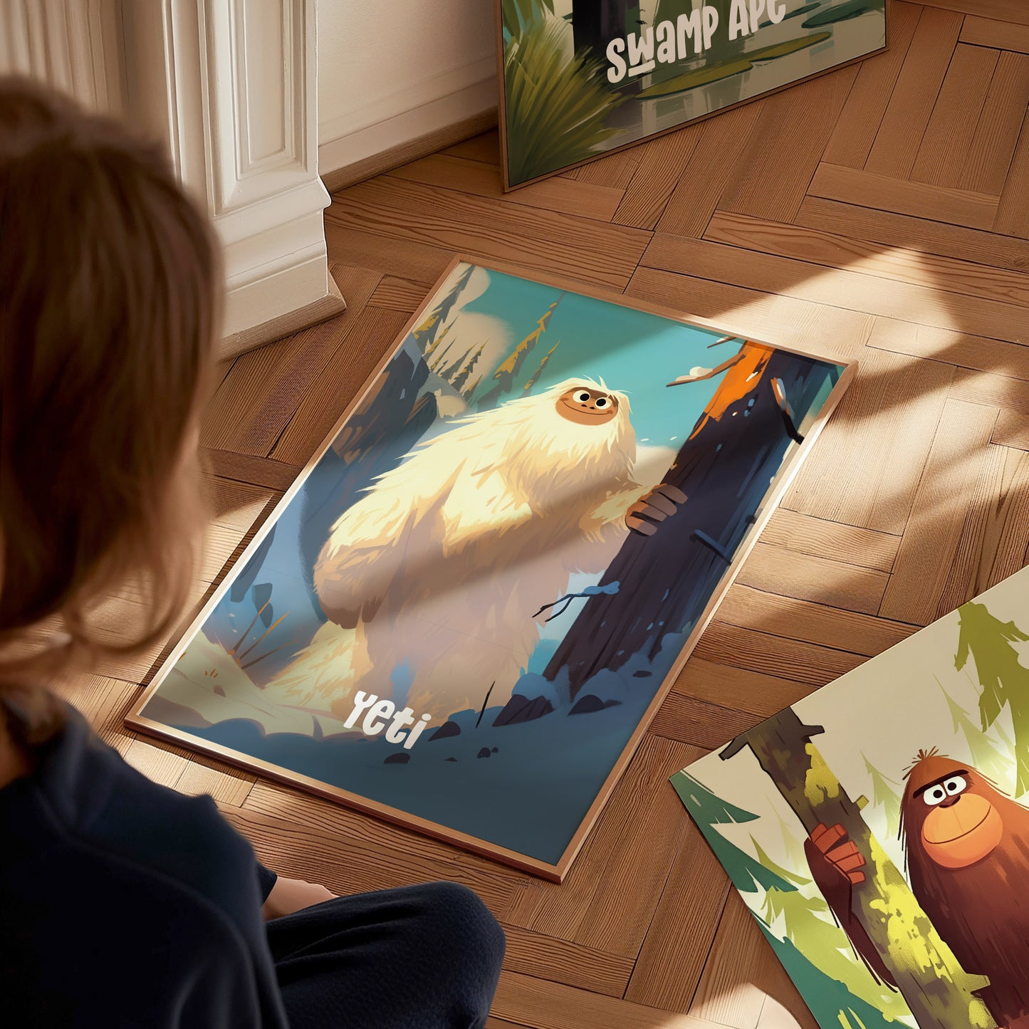 Yeti Nursery Poster | Cute Cryptid Snowman Wall Art for Kids Room or Baby Gift | Cozy Winter Art Print | Framed or Unframed