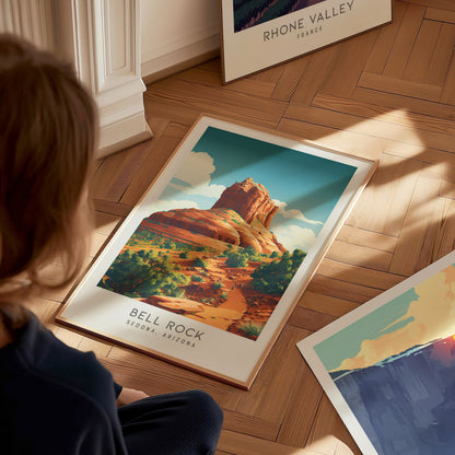 Bell Rock Matte Border Poster | Sedona, Arizona Travel Wall Art — styled in a modern interior