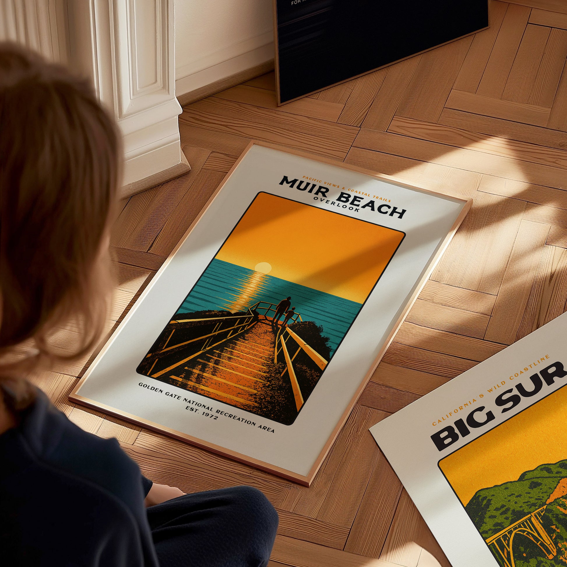 Muir Beach Overlook Poster | California Coastal Sunset Vintage Wall Art