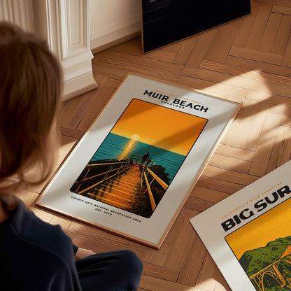 Muir Beach Overlook Poster | California Coastal Sunset Vintage Wall Art