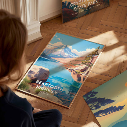Beartooth Highway, Montana Poster | Alpine Mountain Pass Scenic Wall Art — styled in a modern interior