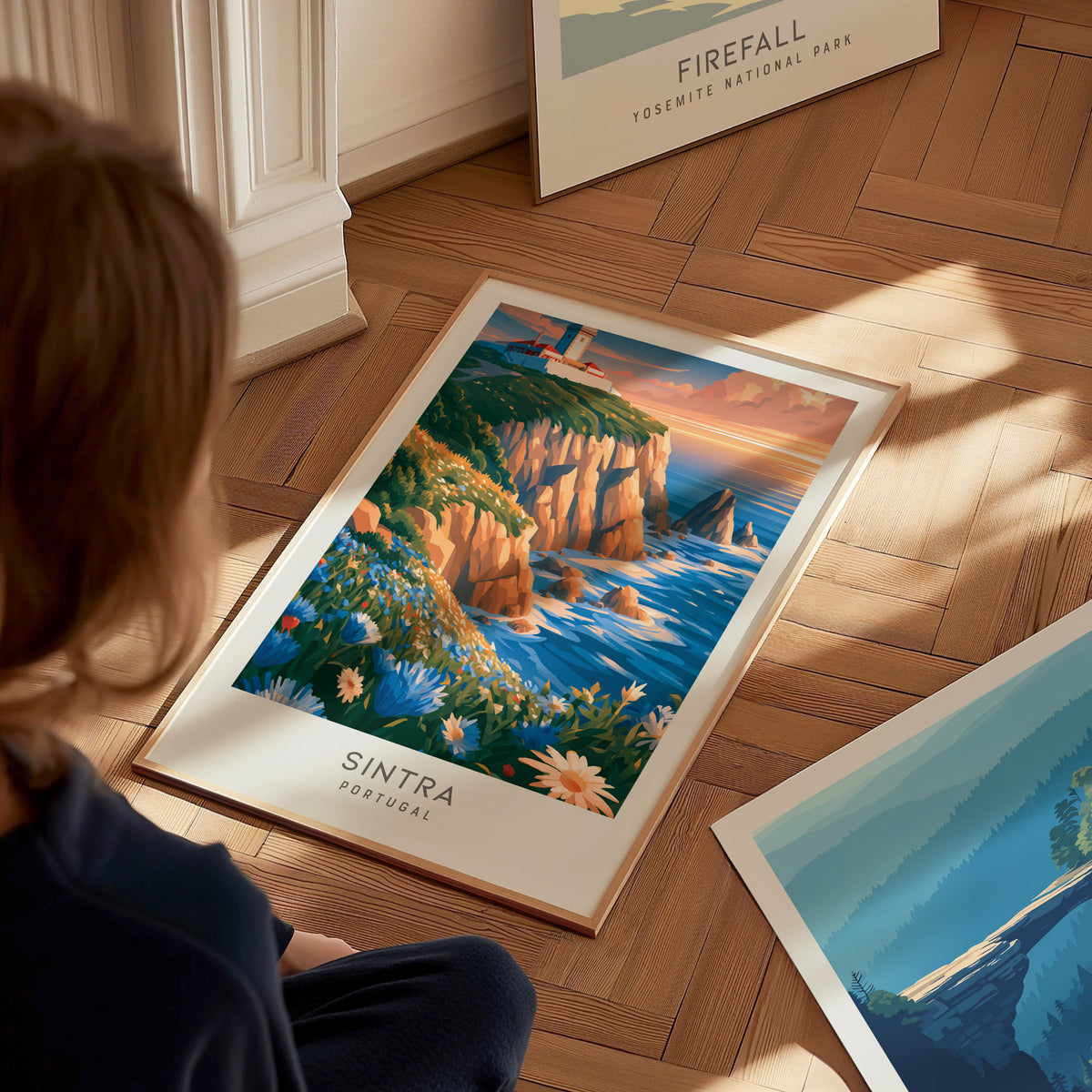 Sintra Matte Border Poster | Portugal Destination Print Travel Wall Art — styled in a modern interior