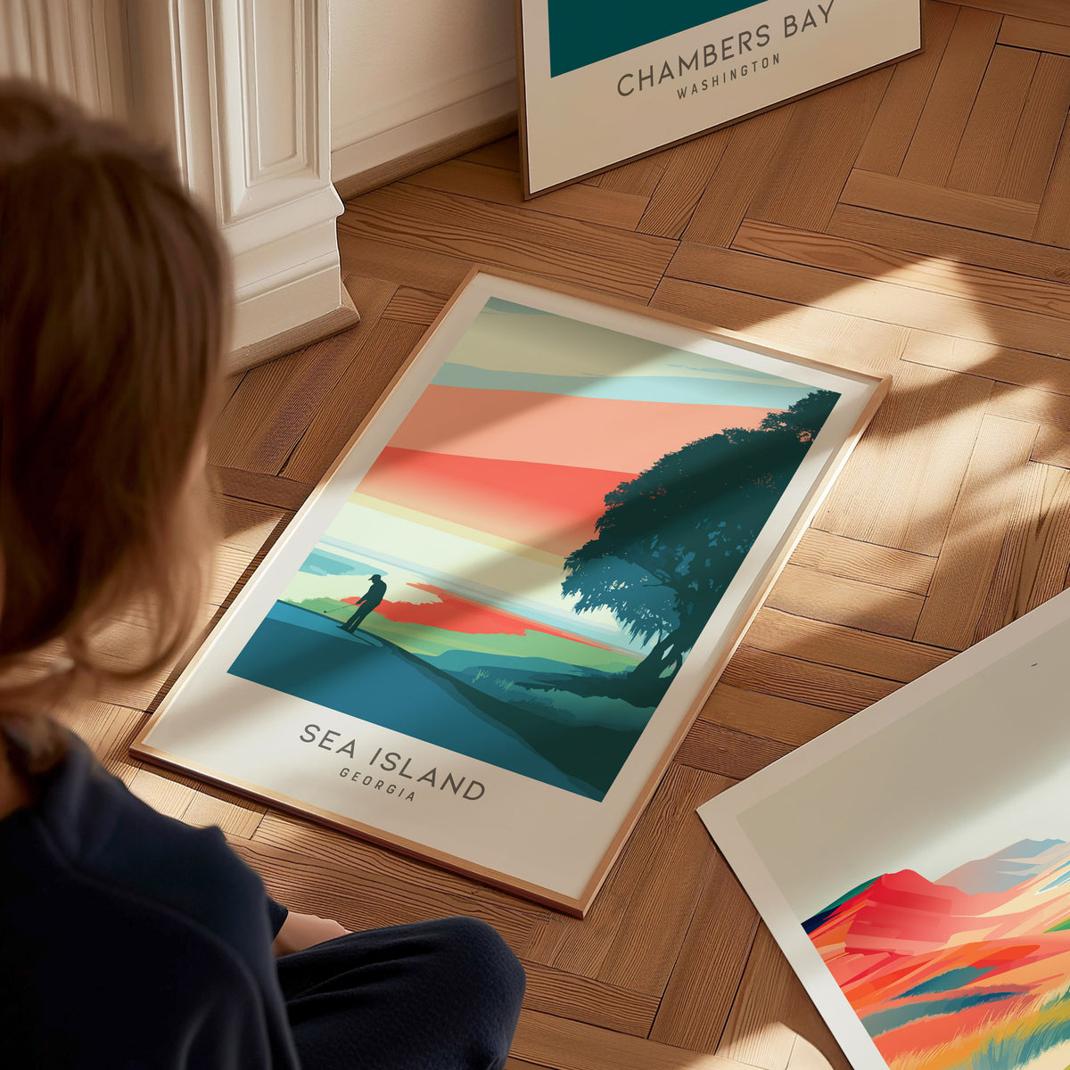 Sea Island Matte Border Poster | Georgia Golf Course Print & Country Club Decor — styled in a modern interior