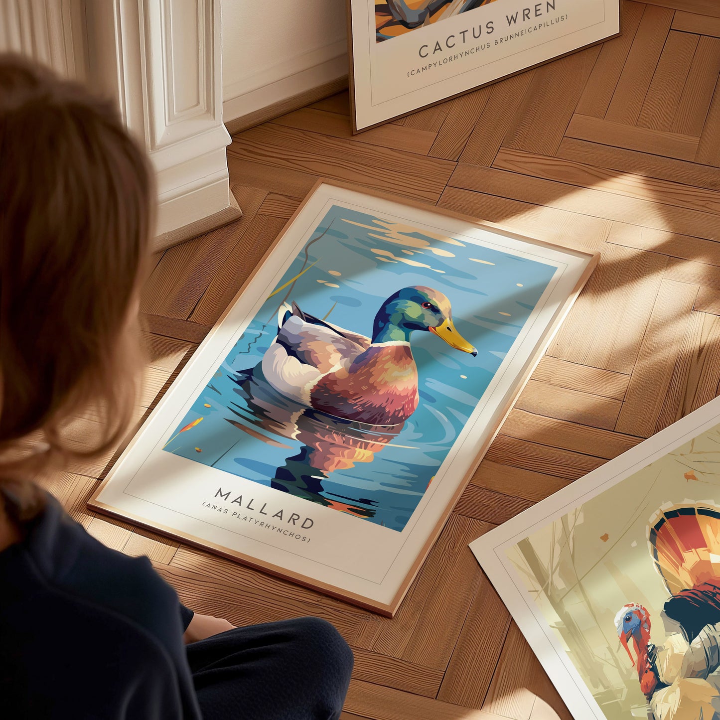 Mallard Poster | Graceful Duck on Tranquil Waters Wall Art — styled in a modern interior