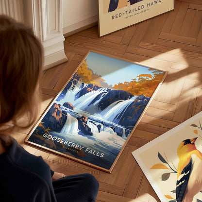 Gooseberry Falls Poster | Minnesota Waterfall Wall Art | Framed or Unframed