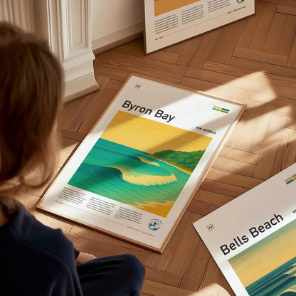 Byron Bay Surf Spot Poster | Australia Surfing Wall Art | Framed or Unframed