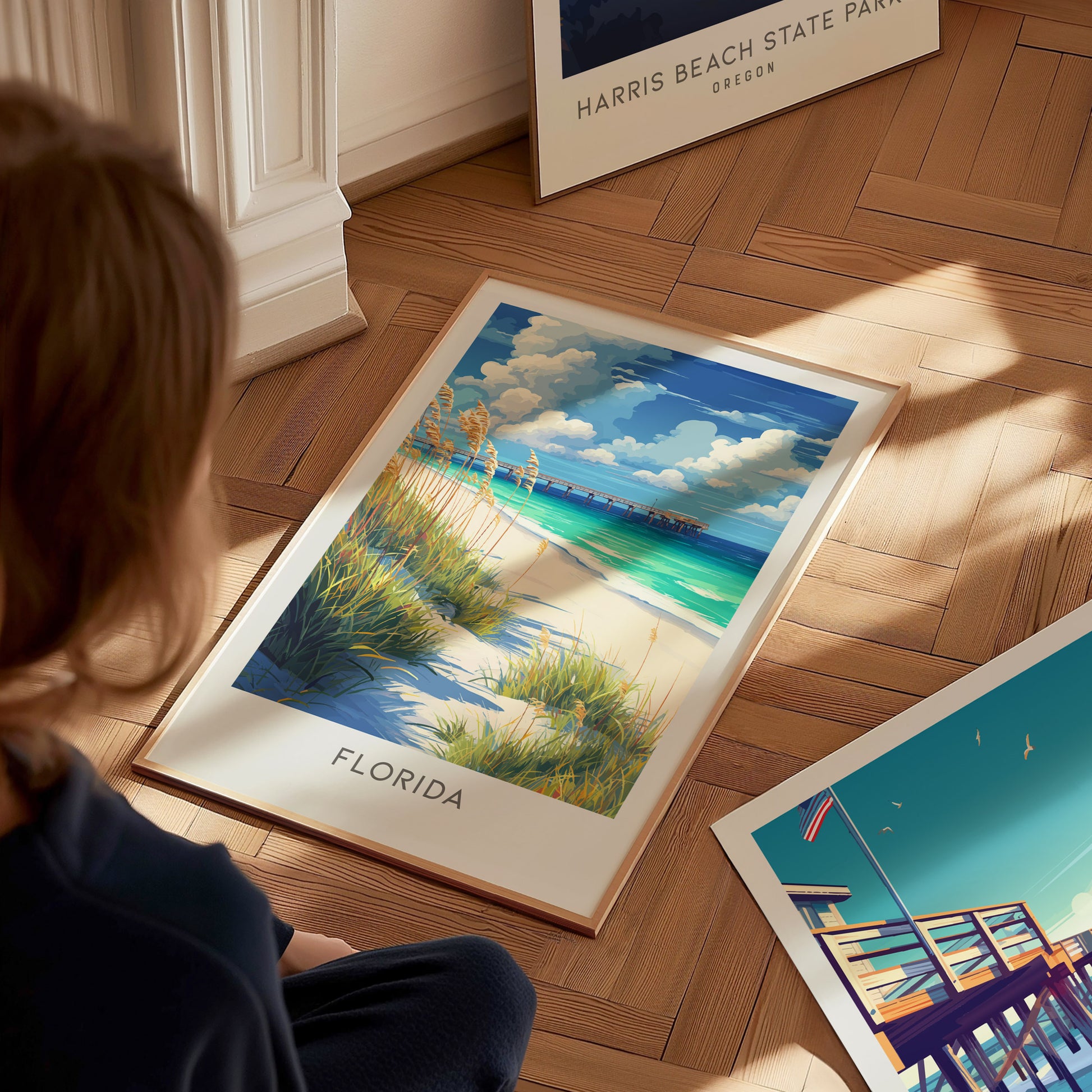 Florida Matte Border Poster | Sunshine State Travel Wall Art — styled in a modern interior
