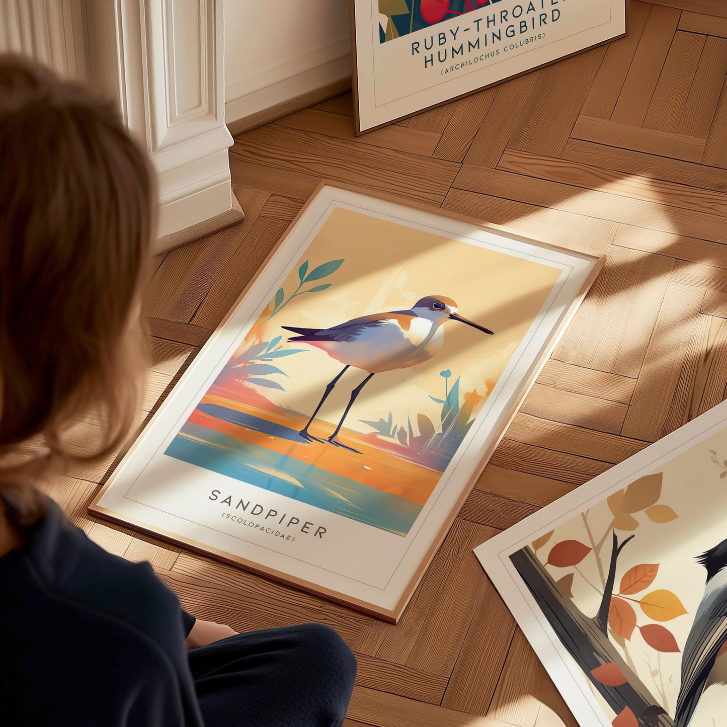 Sandpiper Poster | Beach Bird Art | Coastal Shorebird Wall Print Gift