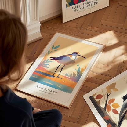 Sandpiper Poster | Beach Bird Art | Coastal Shorebird Wall Print Gift