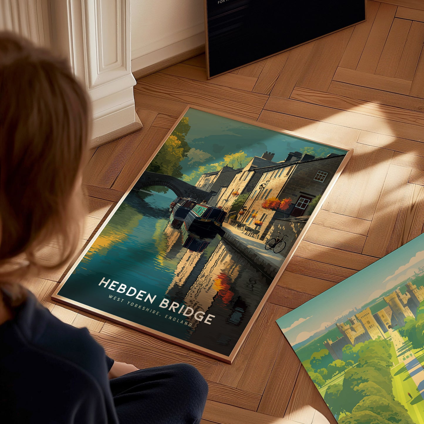 Hebden Bridge Poster | West Yorkshire England Canal Wall Art