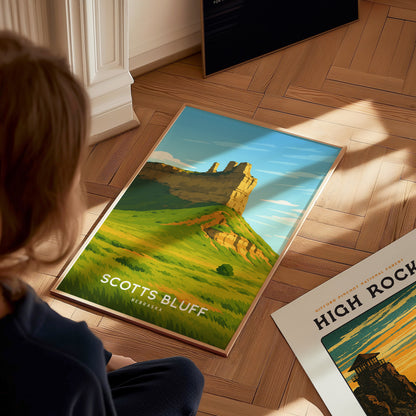 Scotts Bluff National Monument Poster | Nebraska, Oregon Trail Wall Art
