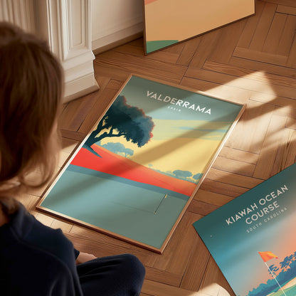 Valderrama, Spain Poster | Sunlit Fairways & Clubhouse Golf Wall Art — styled in a modern interior