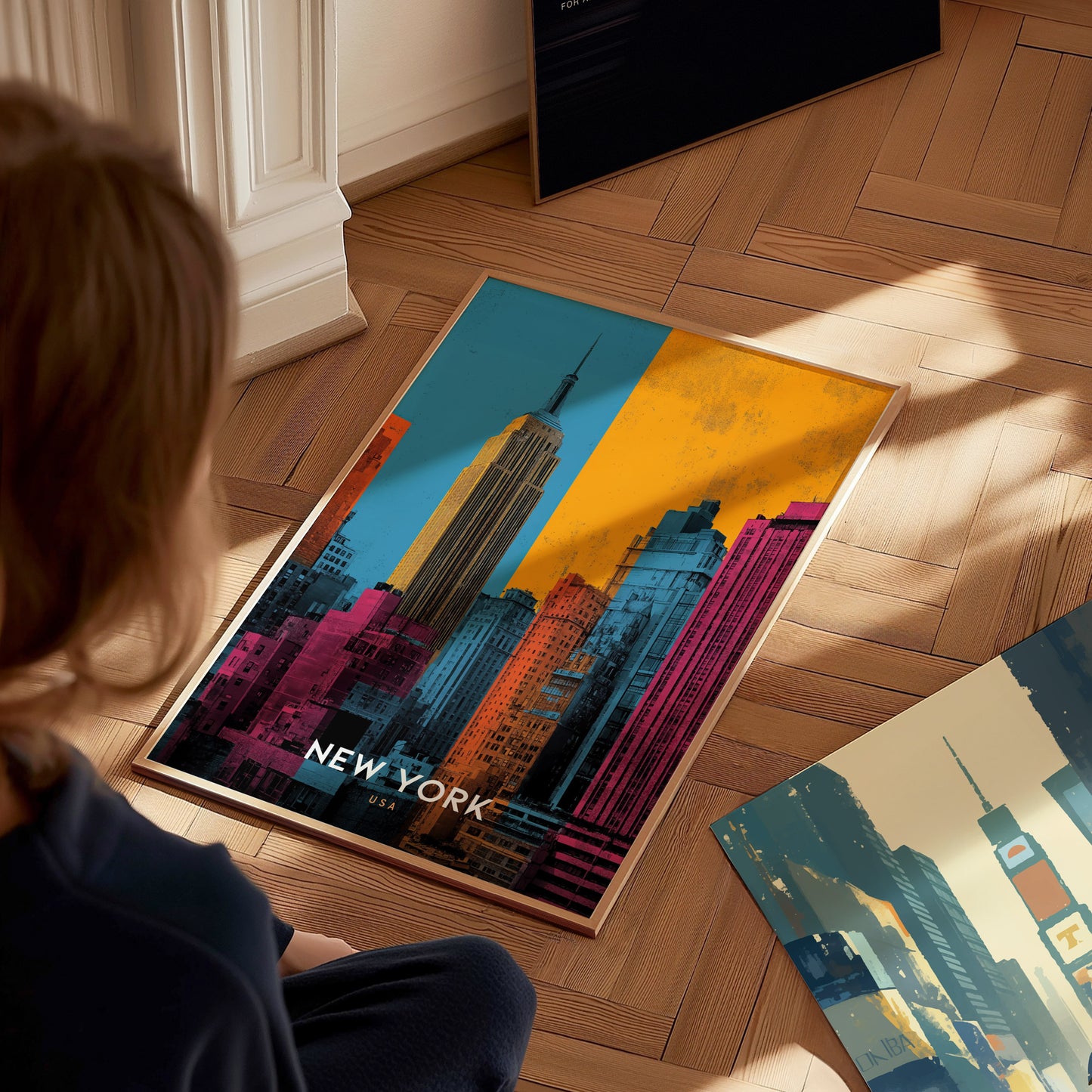 New York City Skyline Poster | Empire State Building Pop Art Print