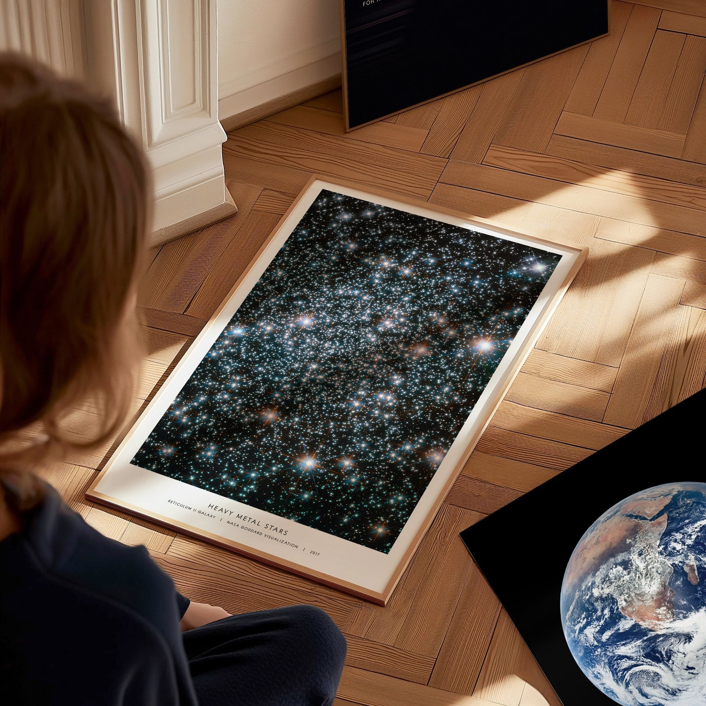 Large Heavy Metal Stars NASA poster displayed in a classroom next to astronomy and physics charts