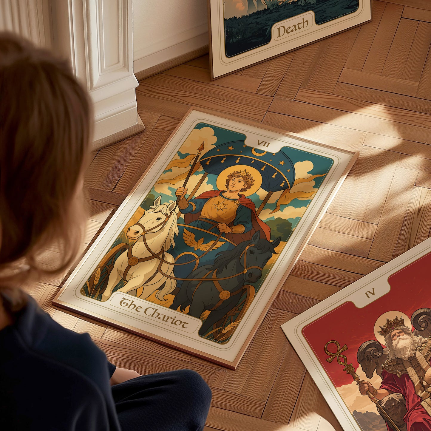 The Chariot Tarot Poster | Major Arcana Card VII | Victory Willpower Wall Art