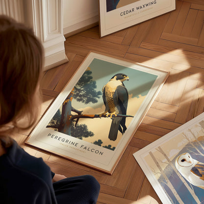Peregrine Falcon Poster | Modern Audubon Bird of Prey Wall Art Print