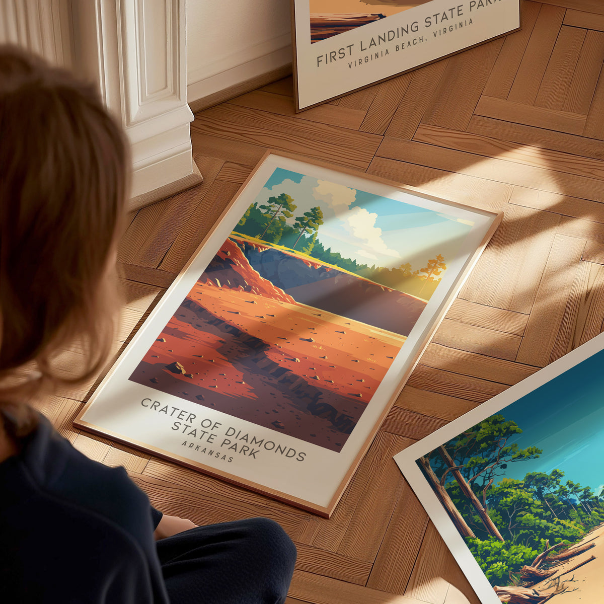 Crater of Diamonds State Park Matte Border Poster | Arkansas Destination Print Travel Wall Art — styled in a modern interior