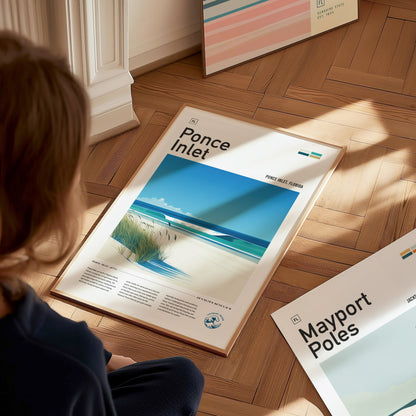 Ponce Inlet Poster | Florida Surf Spot Art | Daytona Beach Wall Decor