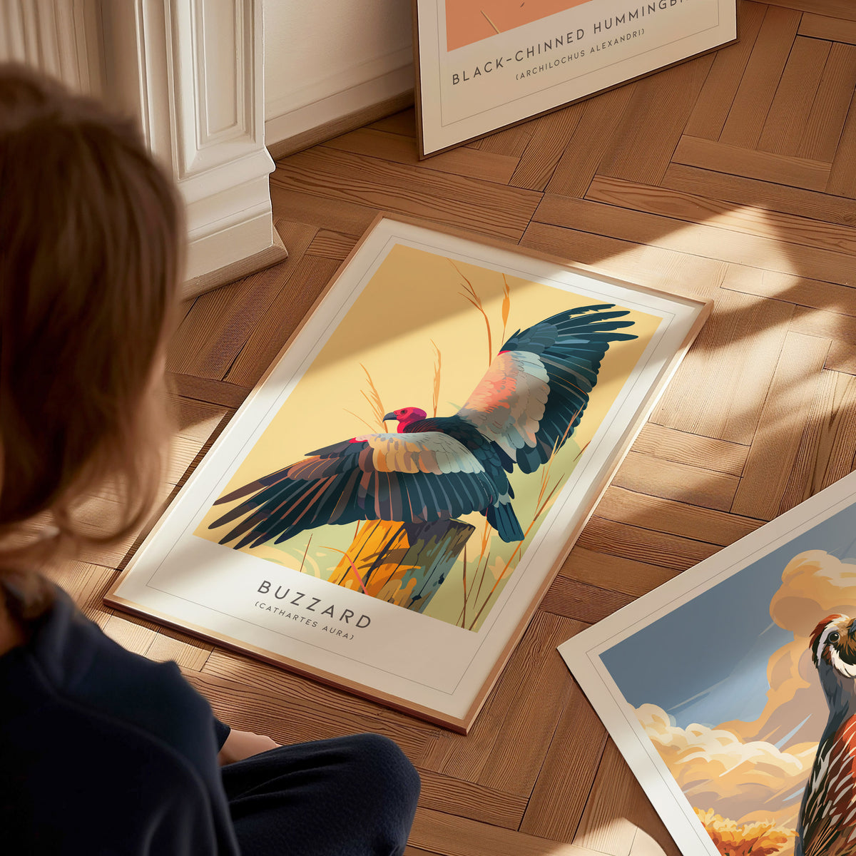 Buzzard, Cathartes aura Poster | Turkey Vulture Bird Wall Art — styled in a modern interior