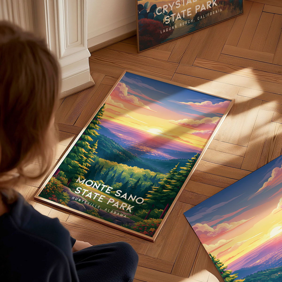 Monte Sano State Park, Huntsville, Alabama Poster | Mountain Forest Trail Destination Print Wall Art — styled in a modern int