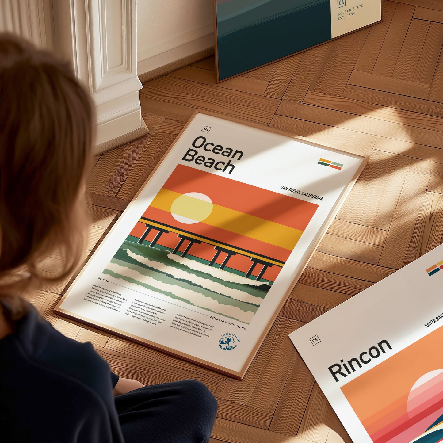 Ocean Beach San Diego Poster | OB Pier Surf Spot Wall Art Print