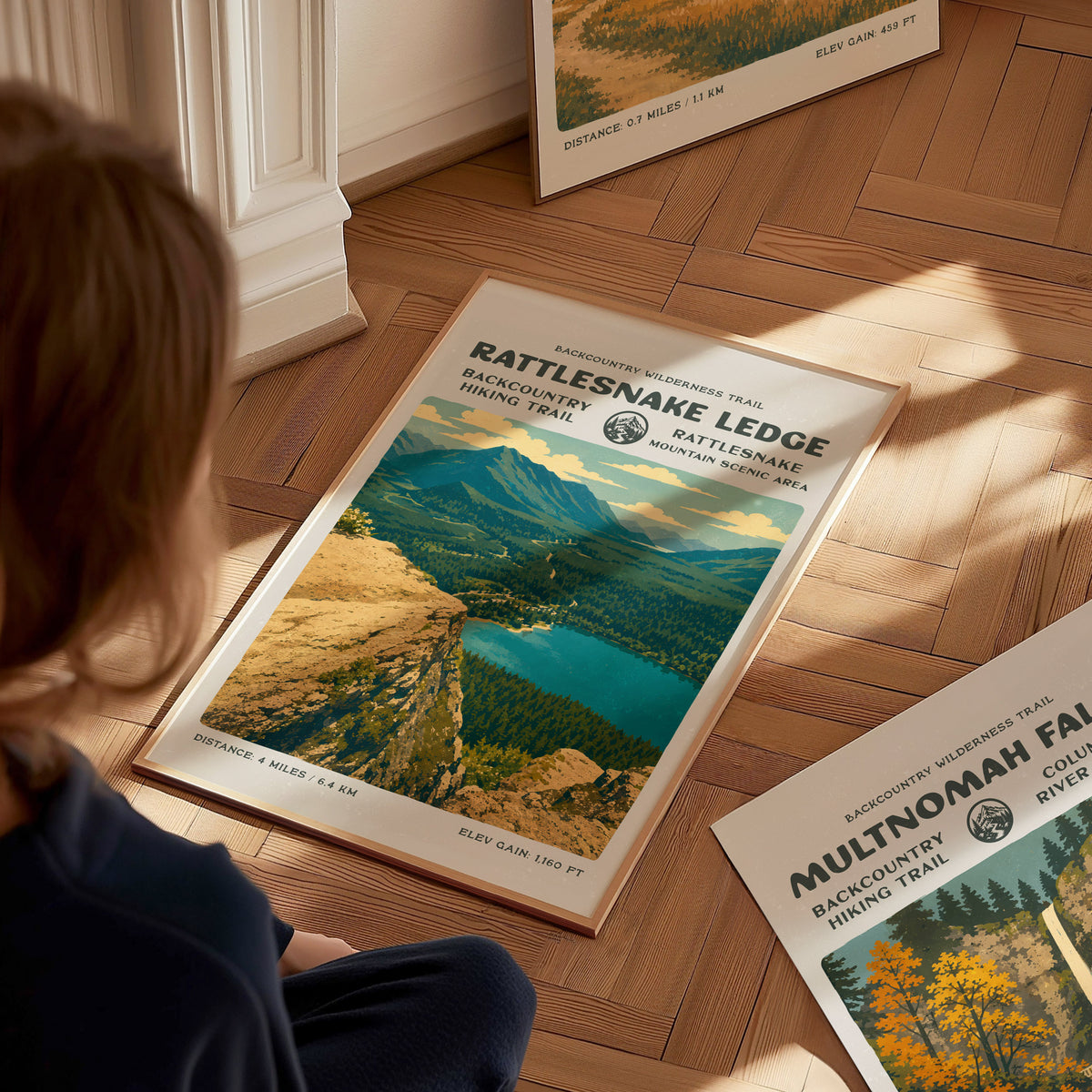 Rattlesnake Ledge, North Bend Poster | Hiker Gift | Bold Summit Views Wall Art — styled in a modern interior