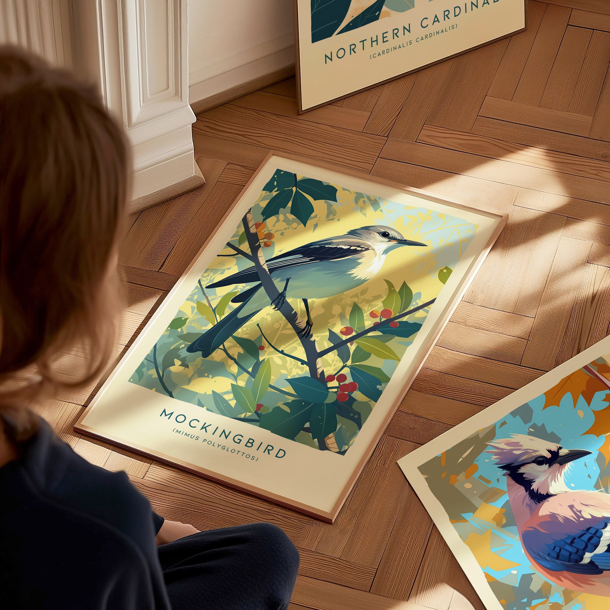 Mockingbird Poster | Vintage Cottagecore Songbird Wall Art