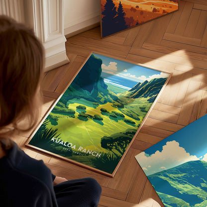Kualoa Ranch Poster | Oahu Hawaii Jurassic Valley Wall Art