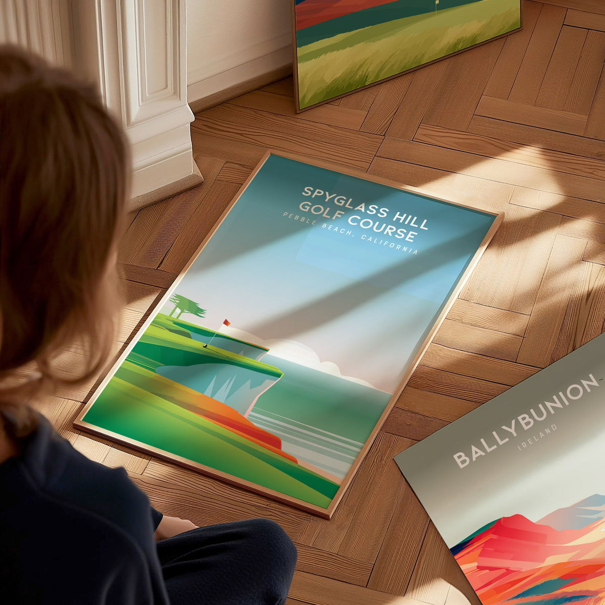 Spyglass Hill Golf Course, Pebble Beach, California Poster | Iconic Links Golfer Gift Wall Art — styled in a modern interior