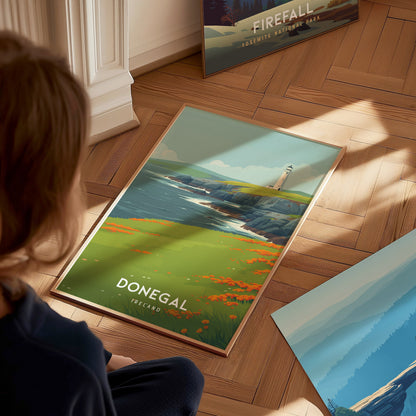 Donegal, Ireland Poster | Rugged Cliffs & Celtic Coast Wall Art — styled in a modern interior