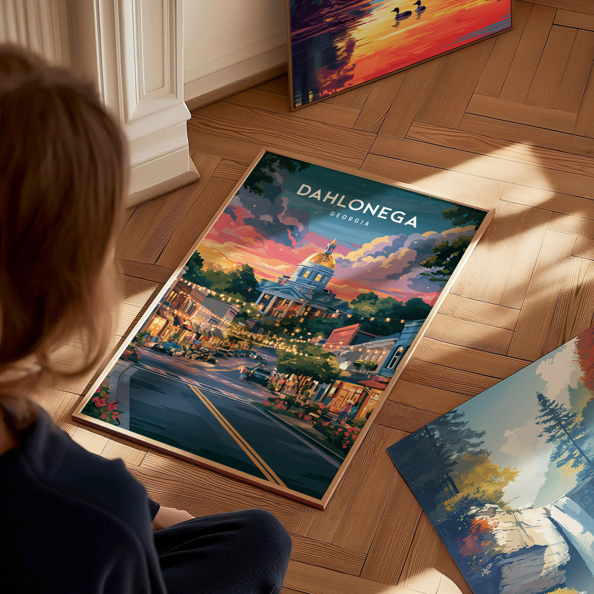 Dahlonega, Georgia Poster | Gold Rush Mountain Town Wall Art — styled in a modern interior