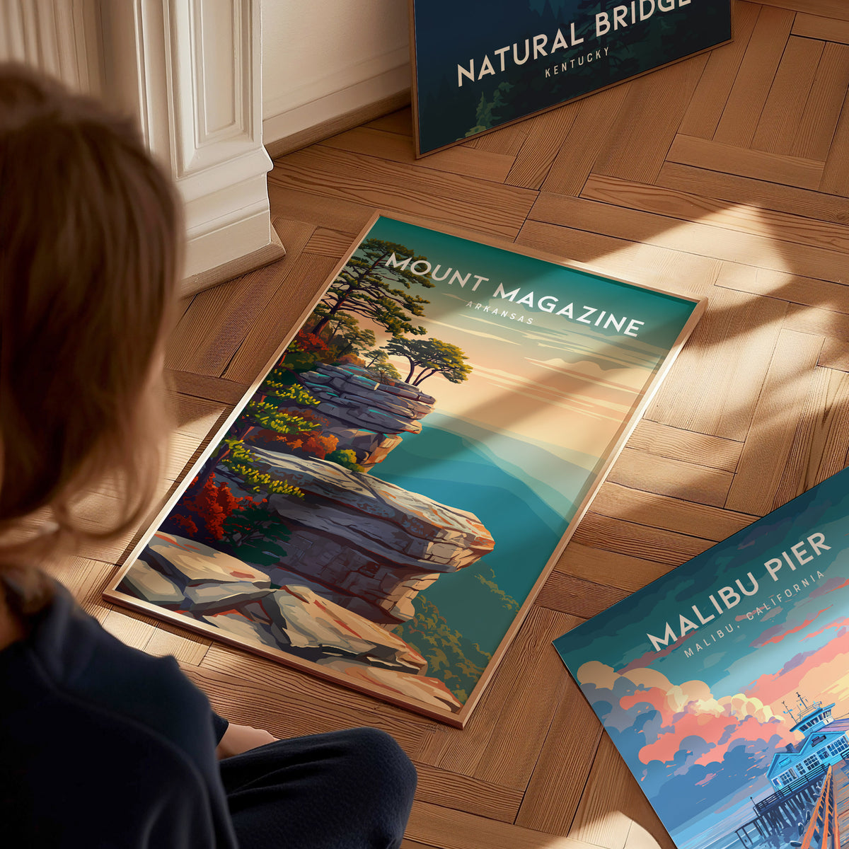 Mount Magazine, Arkansas Poster | Ozark Summit & Forest Scenic Wall Art — styled in a modern interior