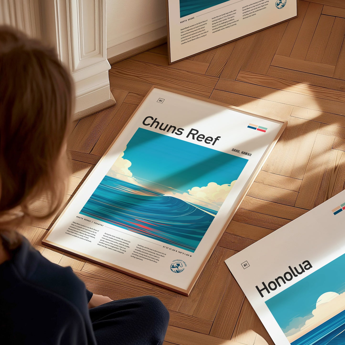 Chuns Reef Surf Spot Poster | North Shore Oahu Surfer Wall Art | Framed or Unframed