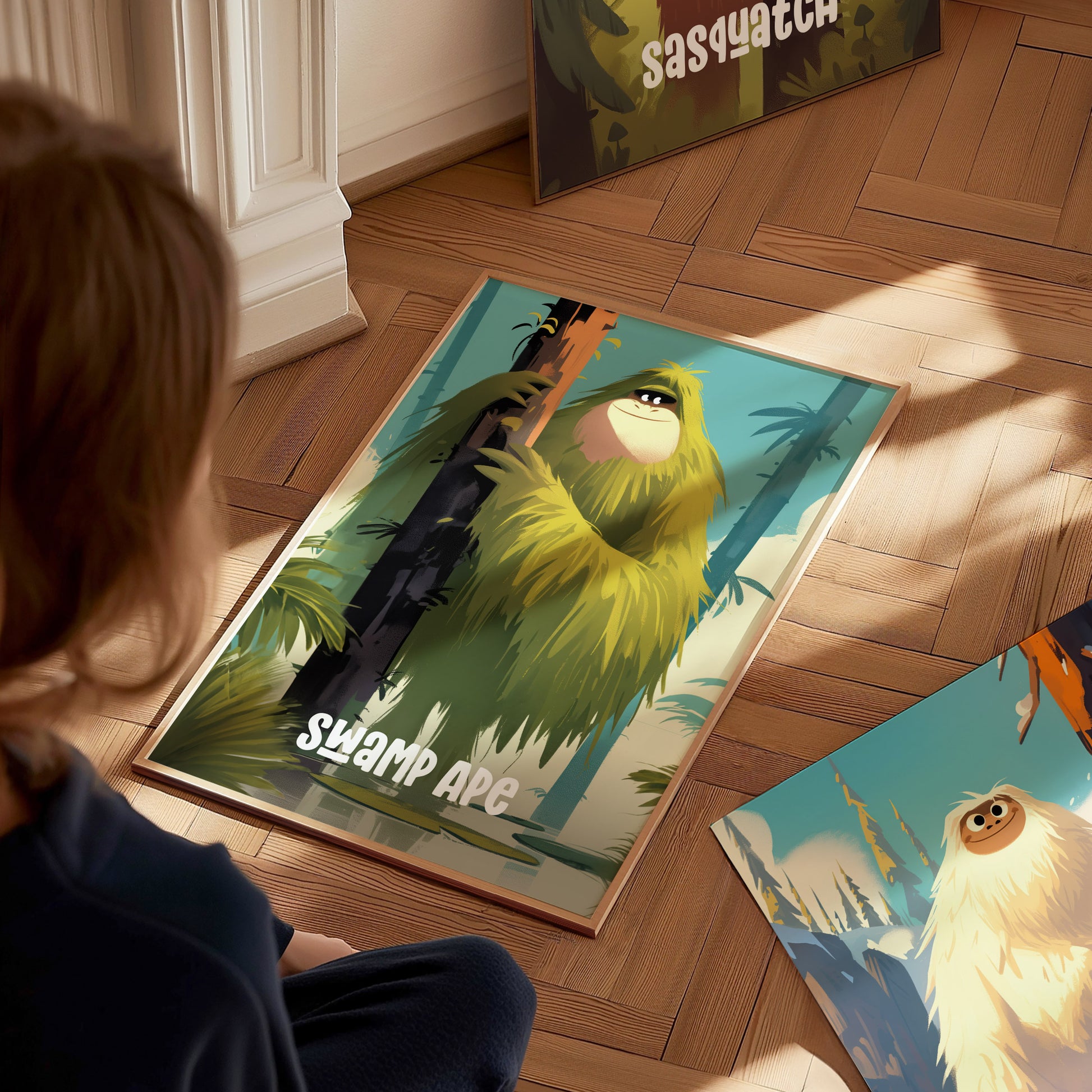 Swamp Ape Poster | Cute Cryptids Kids Art Florida Bigfoot Nursery Gift