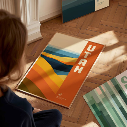 Utah Poster | Beehive State Minimalist Red Rock Abstract Art