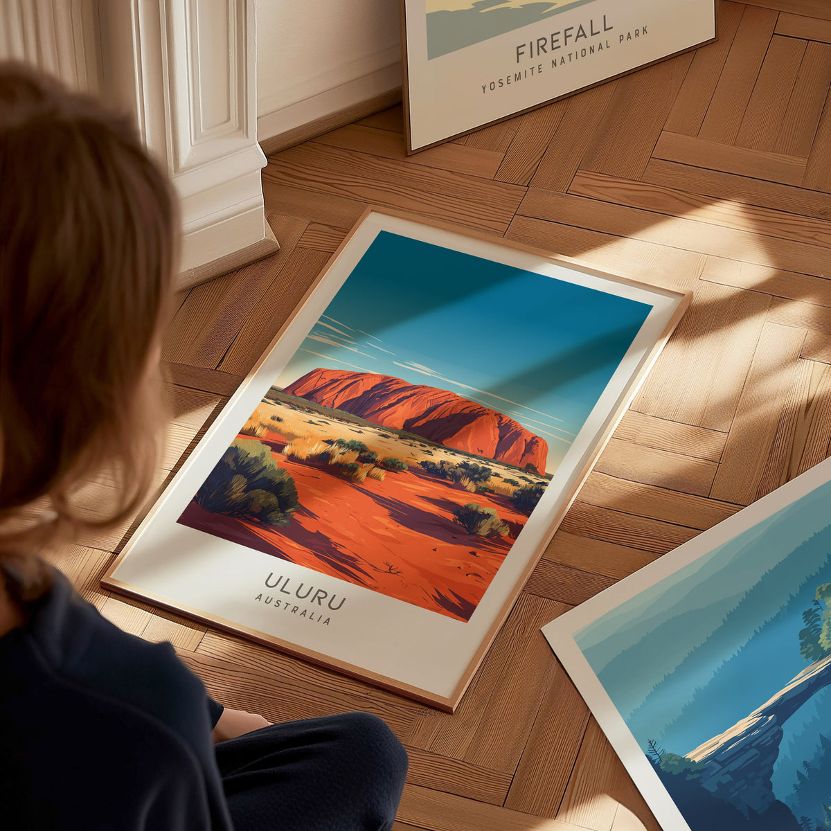 Uluru Matte Border Poster | Australia Travel Wall Art — styled in a modern interior