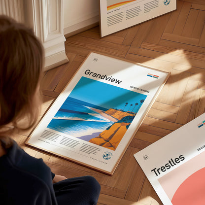 Grandview Surf Spot Poster | Encinitas California Surfer Wall Art