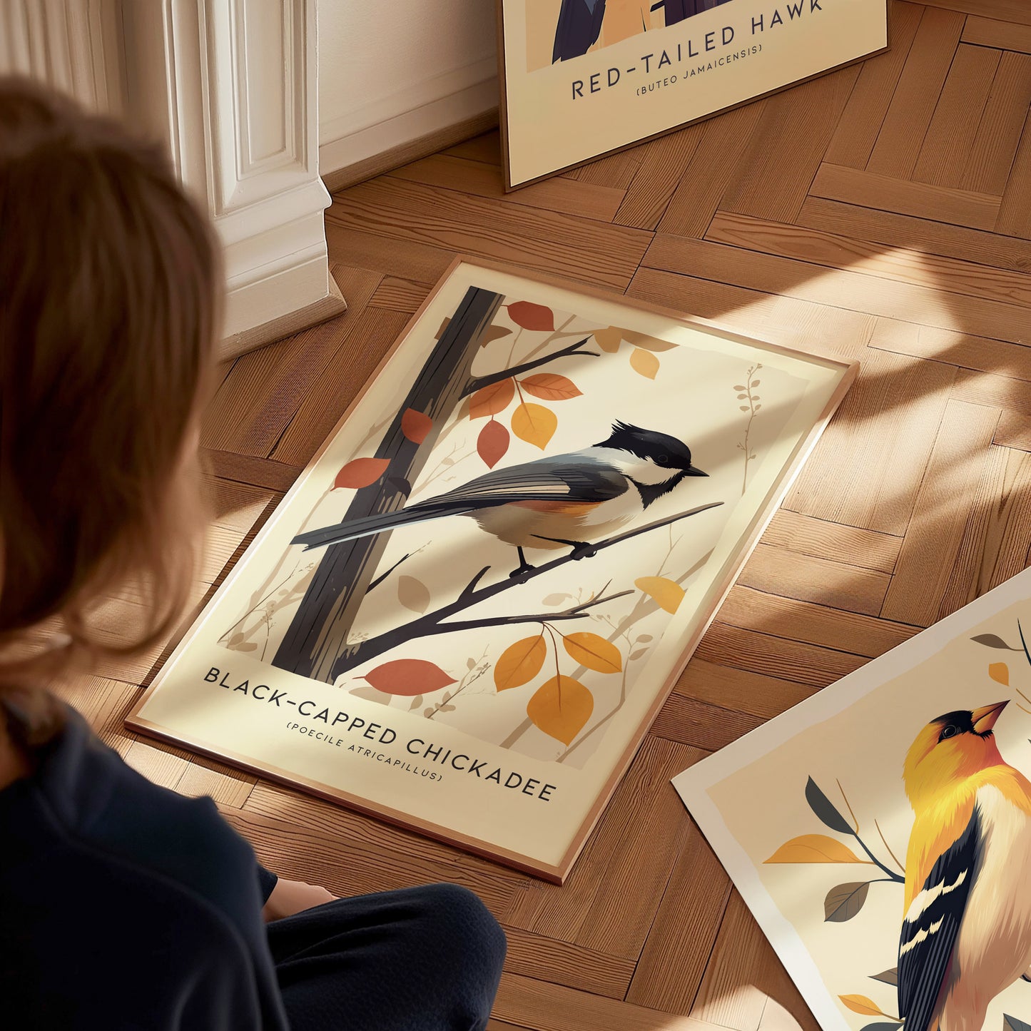 Black-Capped Chickadee Audubon Print | Modern Bird Lover Wall Art | Framed of Unframed